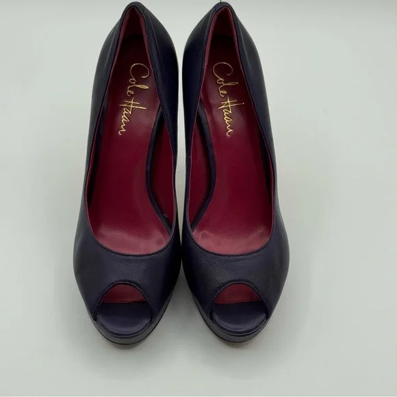 Cole Haan Mariela Air Purple Leather Peep Toe Pumps Women 6.5B - Picture 3 of 16